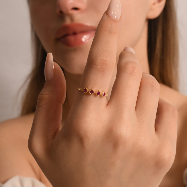 18K Gold Diamond Gemstone Rings