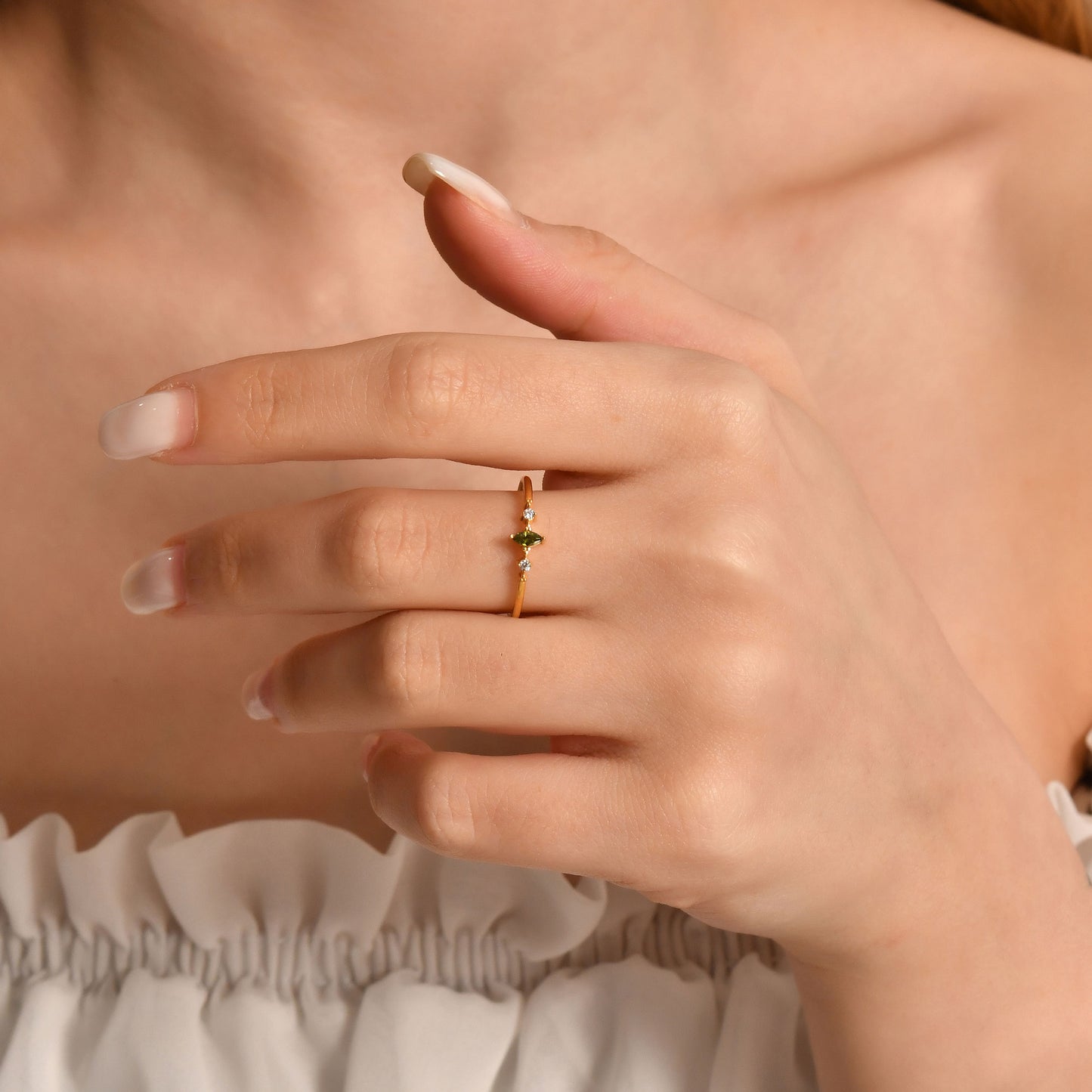 10K Gold Marquise Peridot Diamond Ring - 2S111PER
