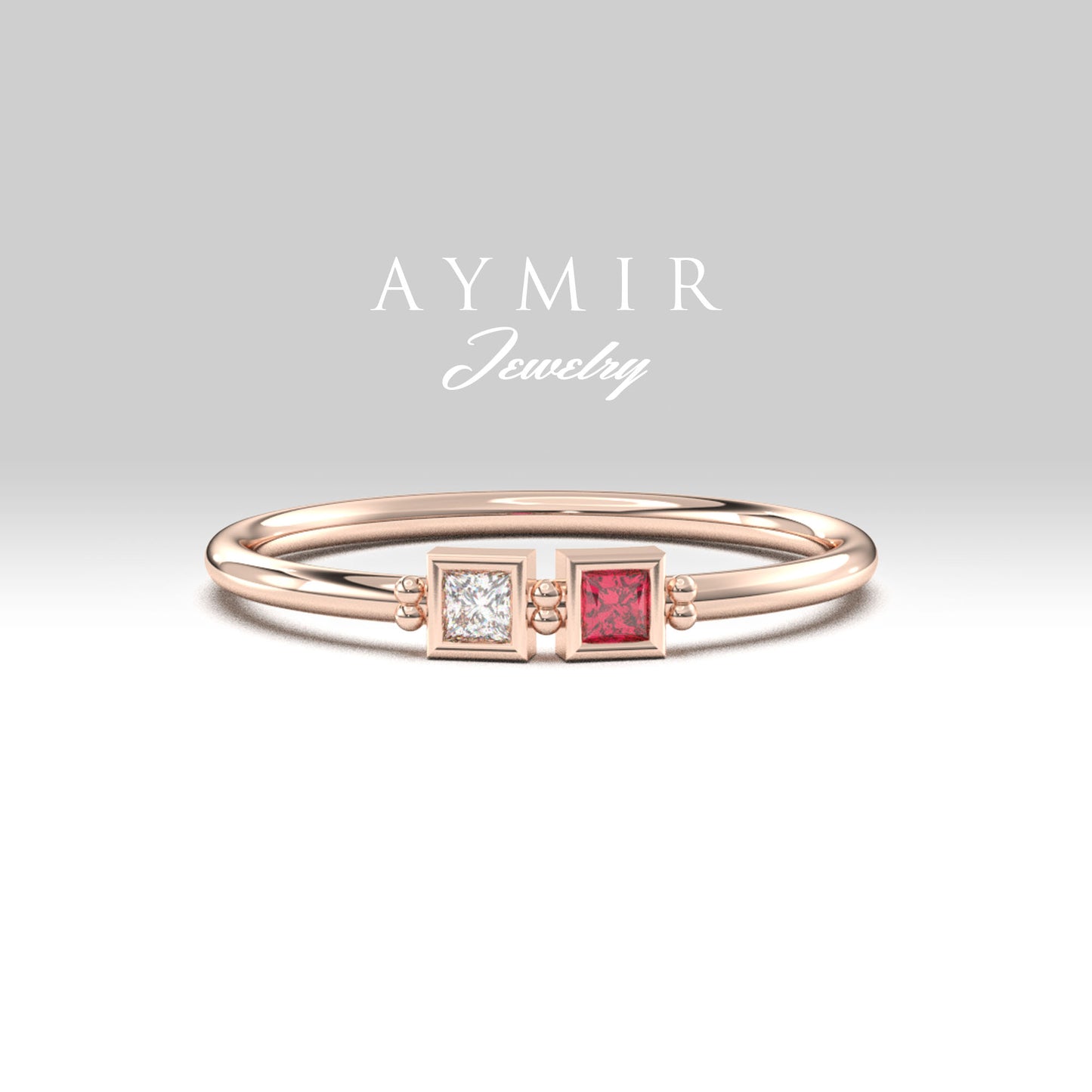 10K Gold Personalized 2 Stone Birthstone Family Ring - 2S198FAM2