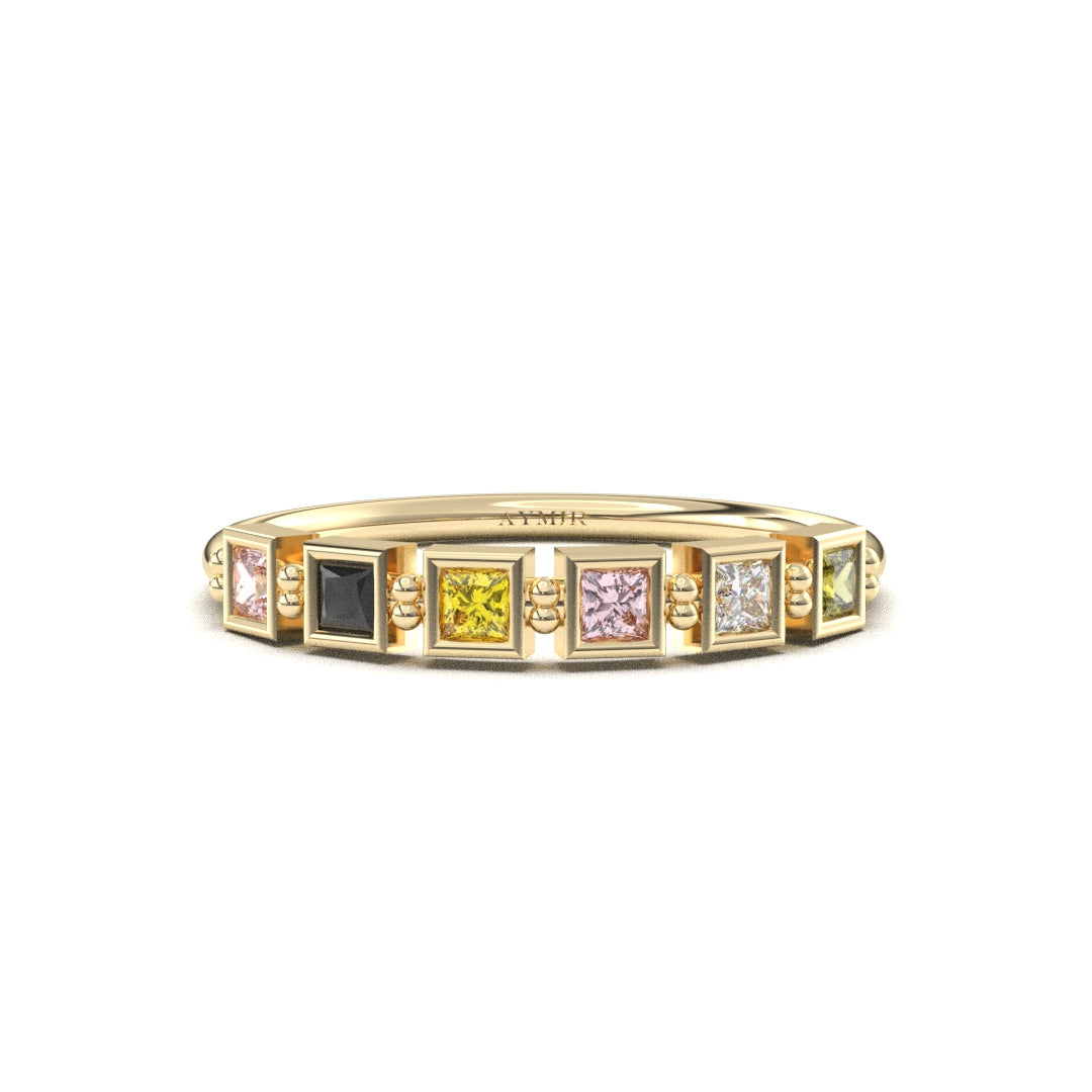 14K Gold Personalized 6 Stone Birthstone Family Ring - 2S198FAM6