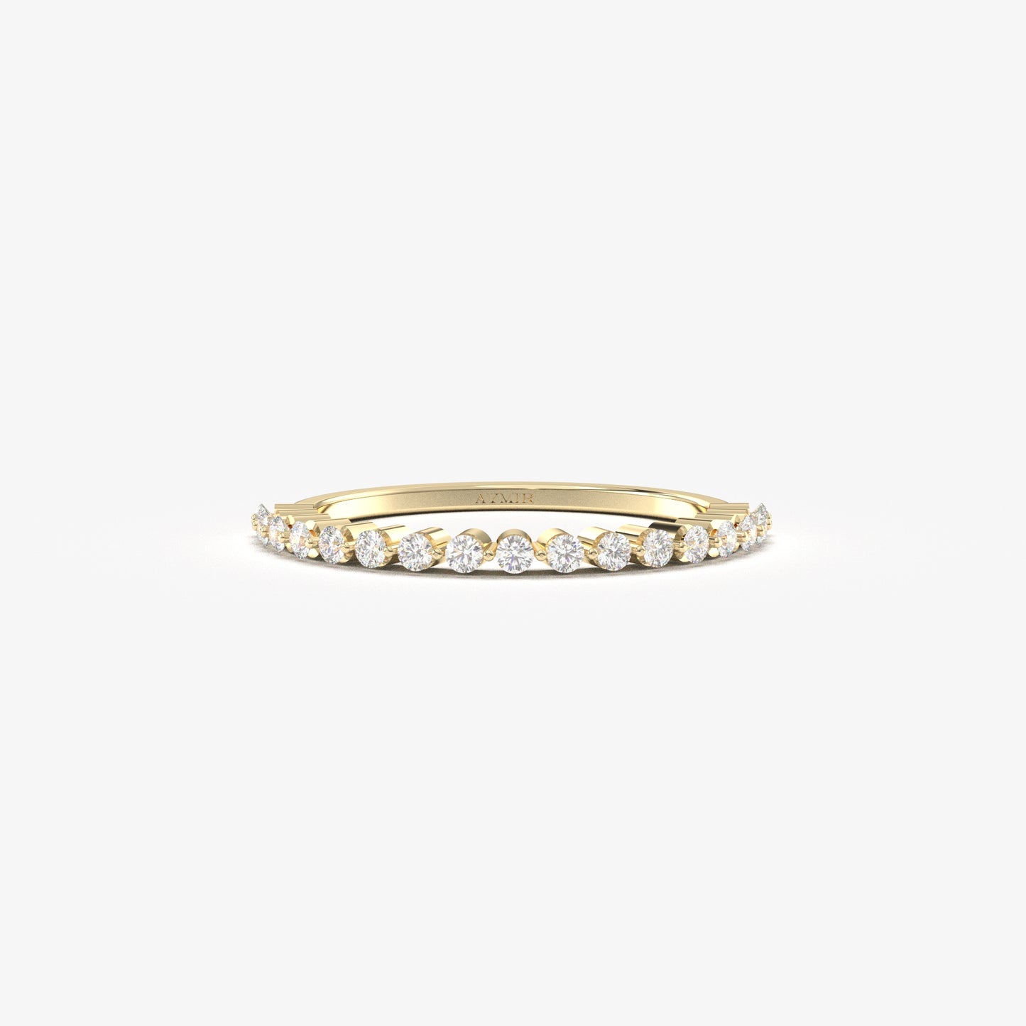 18K yellow gold half eternity ring with cubic zirconia, front view
