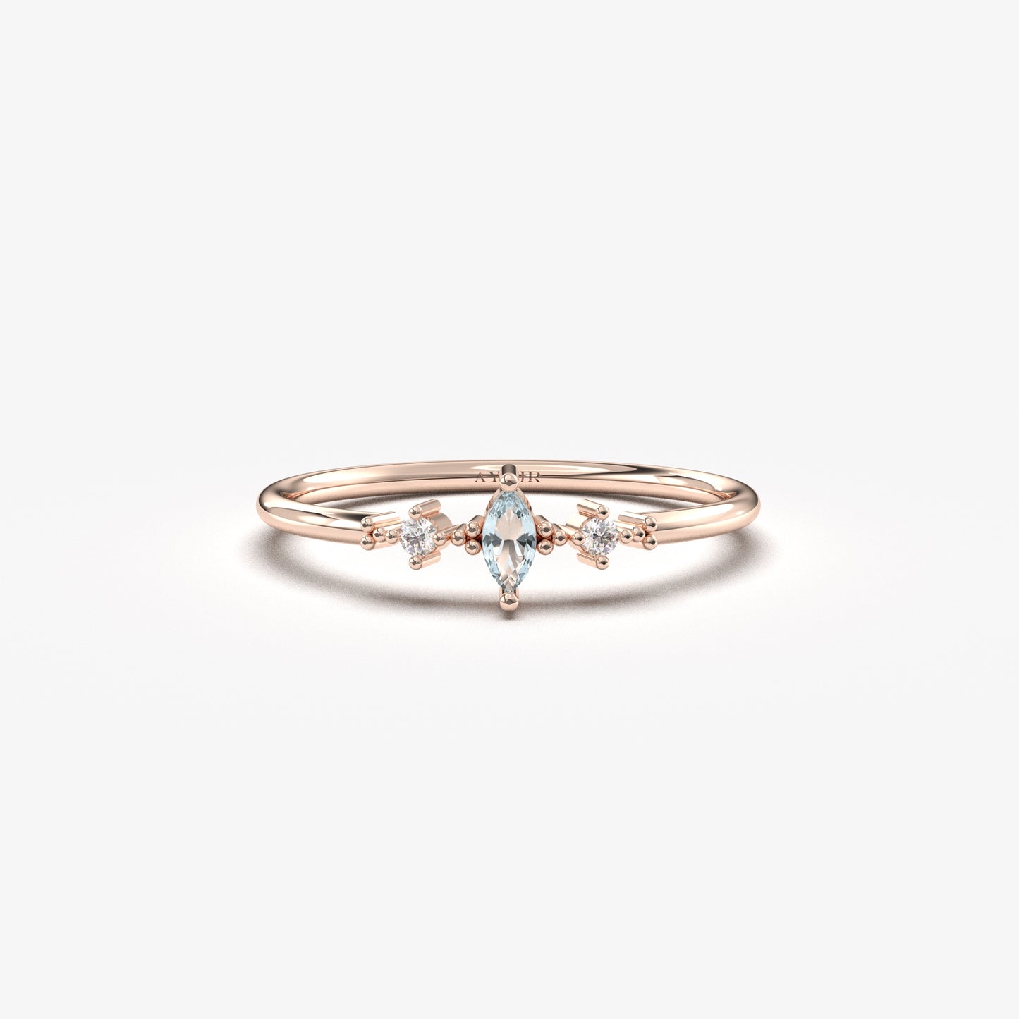14K Gold Marquise Aquamarine Ring - 2S111AQUA