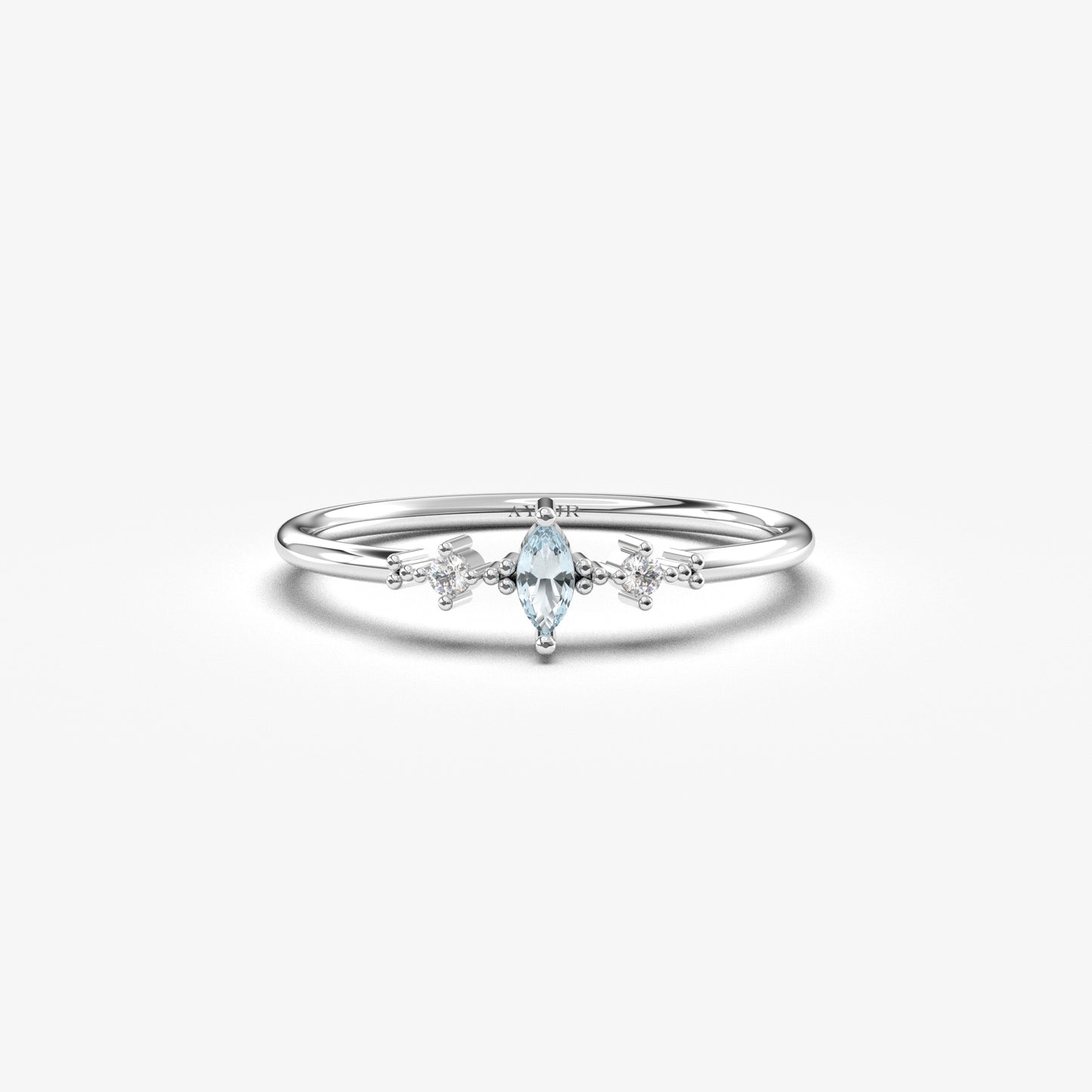 14K Gold Marquise Aquamarine Ring - 2S111AQUA
