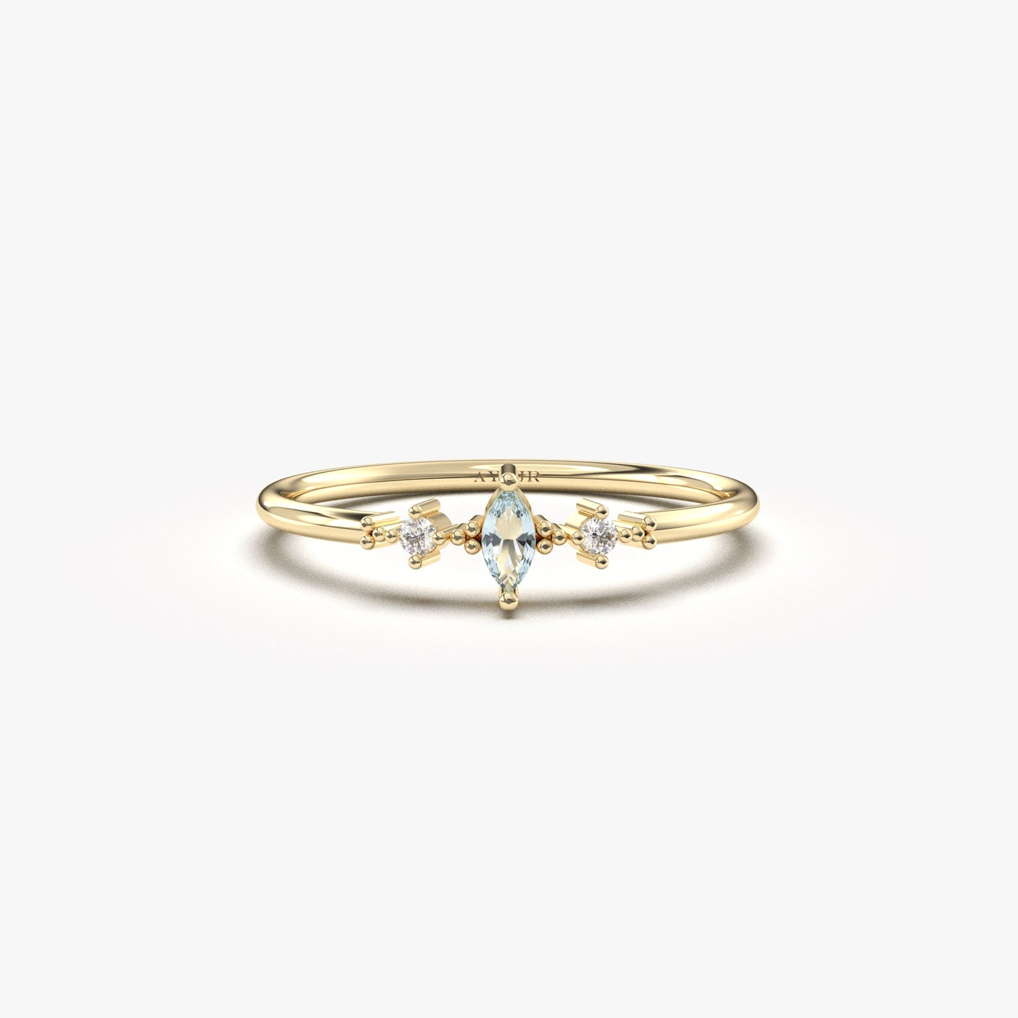 14K Gold Marquise Aquamarine Ring - 2S111AQUA