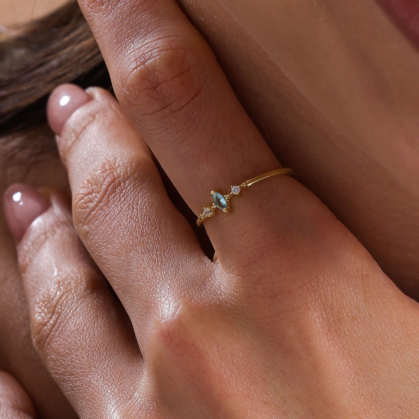 14K Gold Marquise Aquamarine Ring - 2S111AQUA
