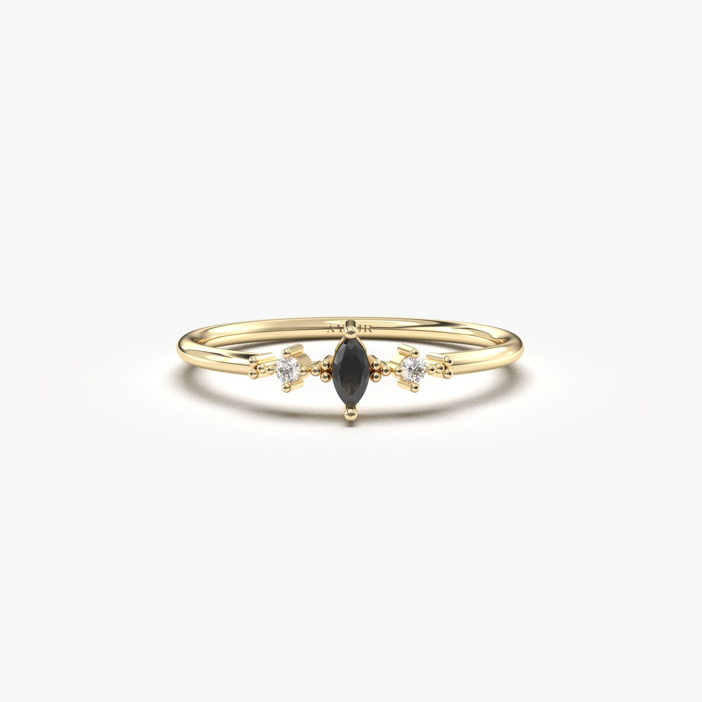 14K Gold Marquise Black Onyx Ring - 2S111BLK