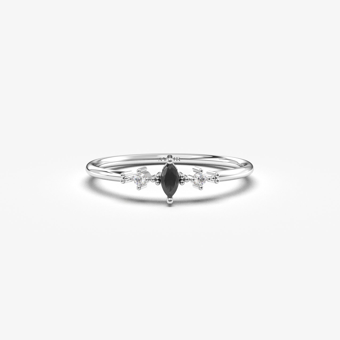14K Gold Marquise Black Onyx Ring - 2S111BLK