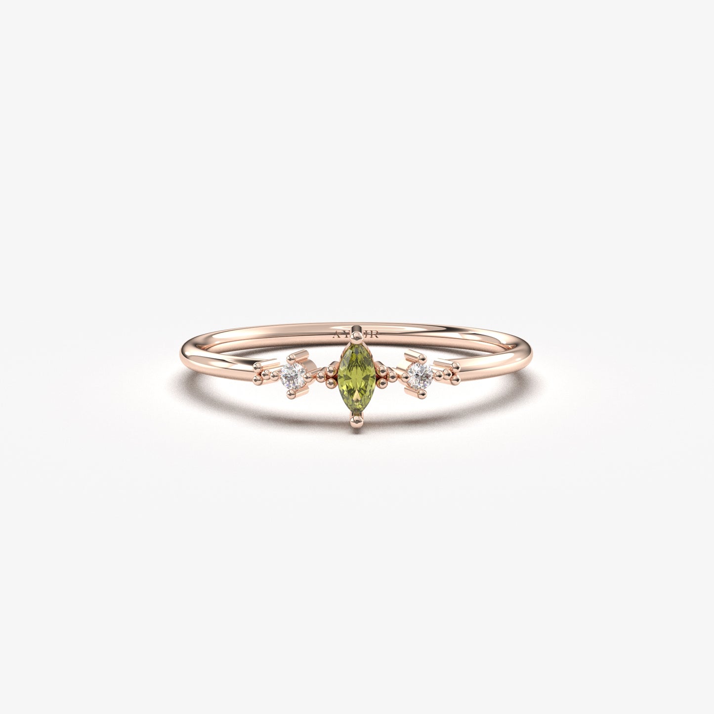 10K Gold Marquise Peridot Diamond Ring - 2S111PER