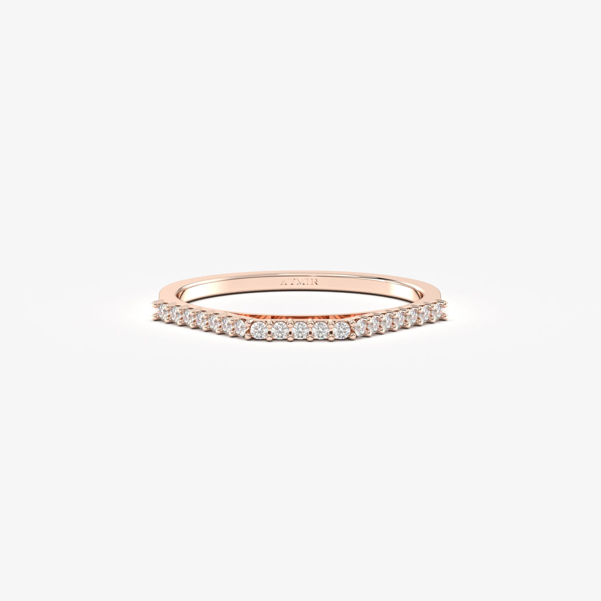18K rose gold chevron ring with cubic zirconia, front view