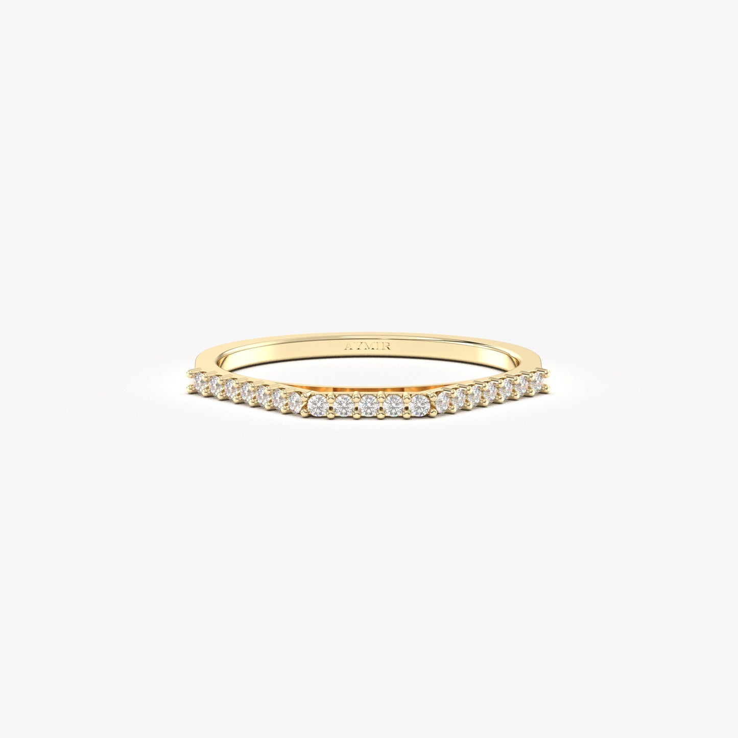 18K yellow gold chevron ring with natural diamonds, front view