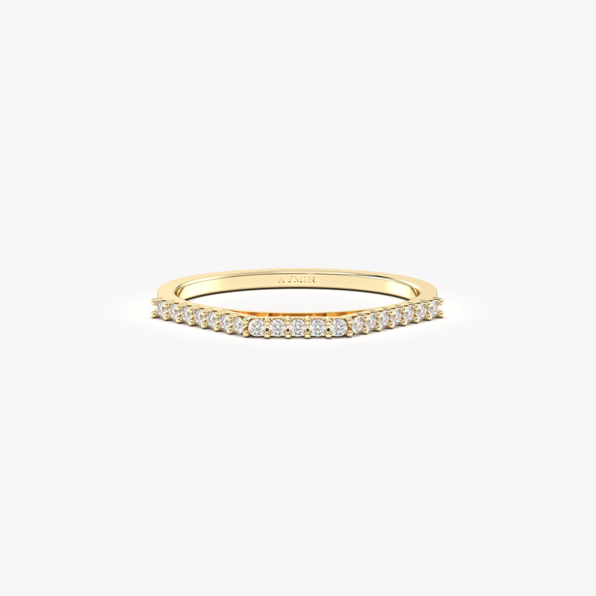 18K yellow gold chevron ring with cubic zirconia, front view
