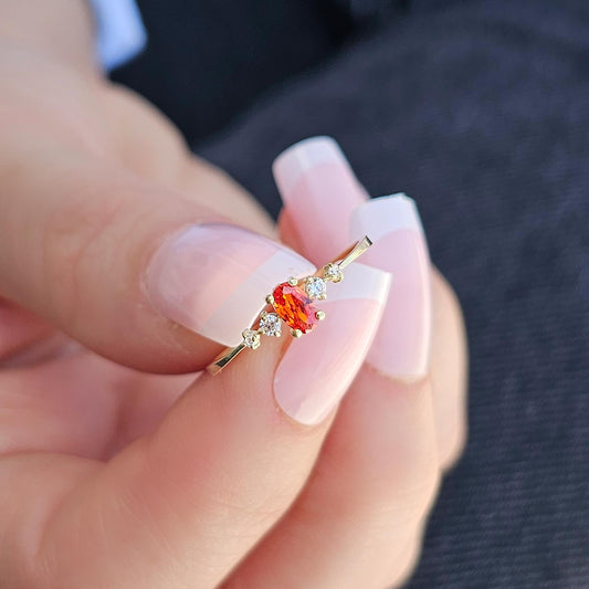 10K Gold Oval Orange Topaz Diamond Ring - 2S121ORNG