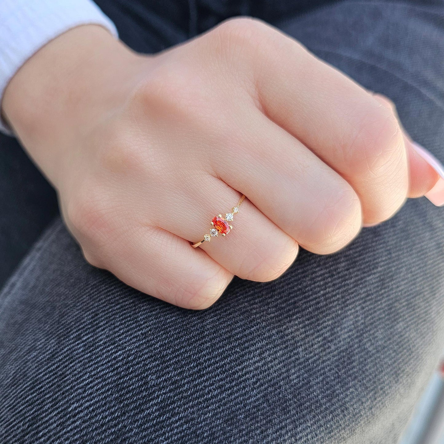 14K Gold Oval Orange Topaz Ring - 2S121ORNG