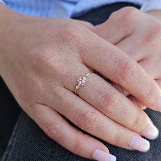 18K Gold Oval Pink Topaz Ring - 2S121PNK