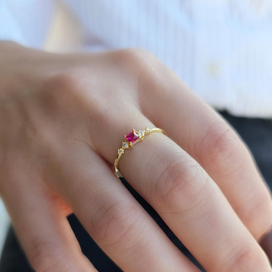 18K Gold Princess Ruby Ring - 2S122RBY