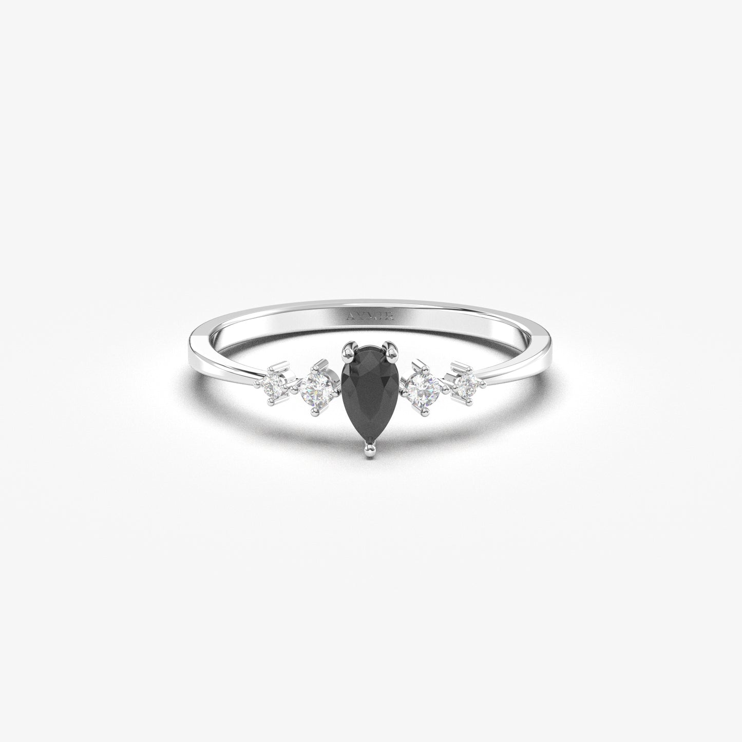 14K Gold Pear Black Onyx Ring - 2S123BLK
