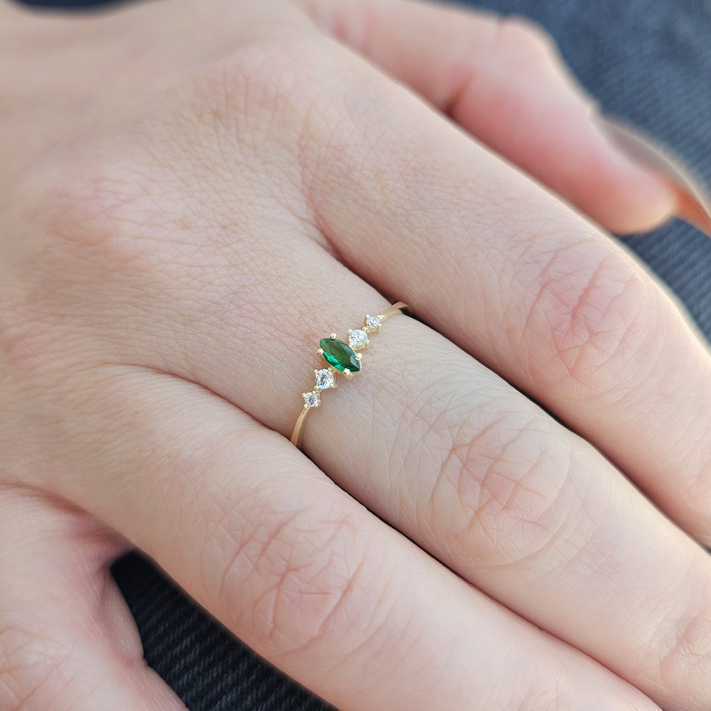 14K Gold Marquise Emerald Ring - 2S124EME