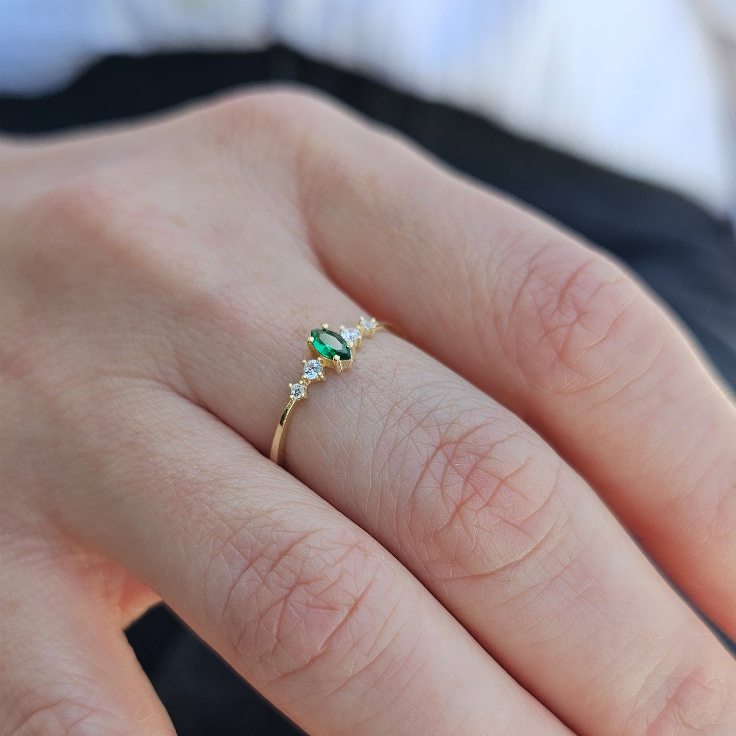 14K Gold Marquise Emerald Ring - 2S124EME