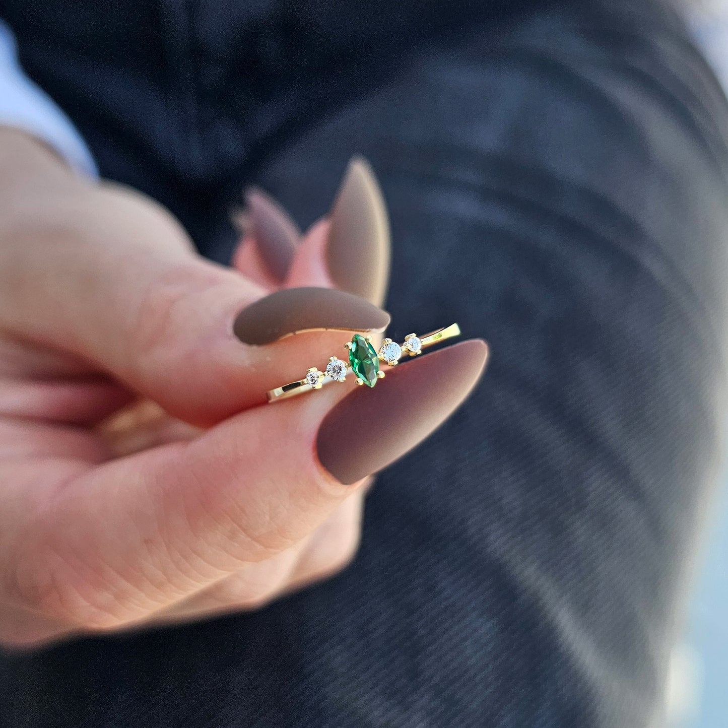 14K Gold Marquise Emerald Ring - 2S124EME