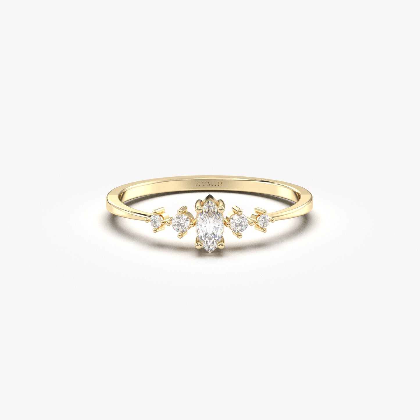 10K Gold Dainty Marquise CZ Ring - 2S124DIA