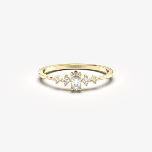 10K Gold Dainty Marquise CZ Ring - 2S124DIA