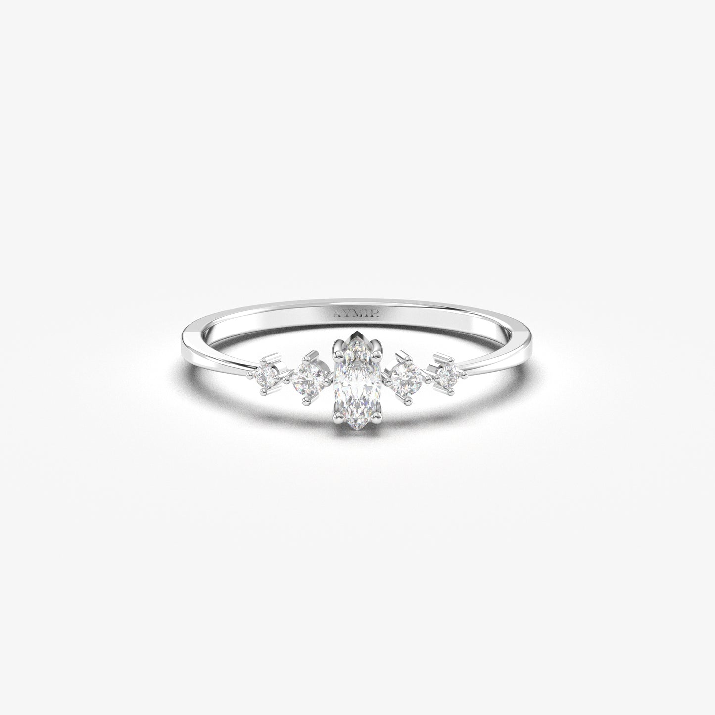 10K Gold Dainty Marquise CZ Ring - 2S124DIA