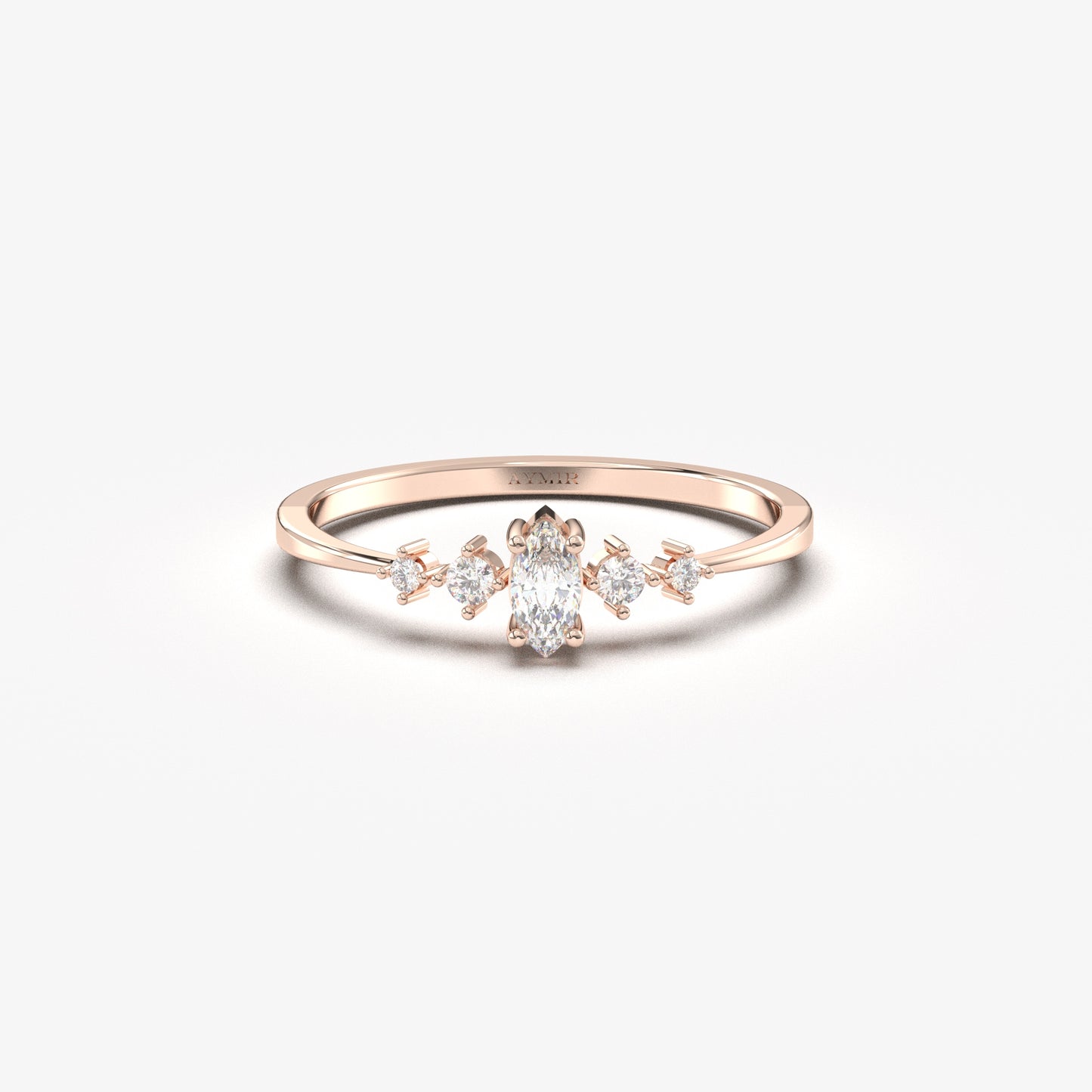 10K Gold Dainty Marquise CZ Ring - 2S124DIA