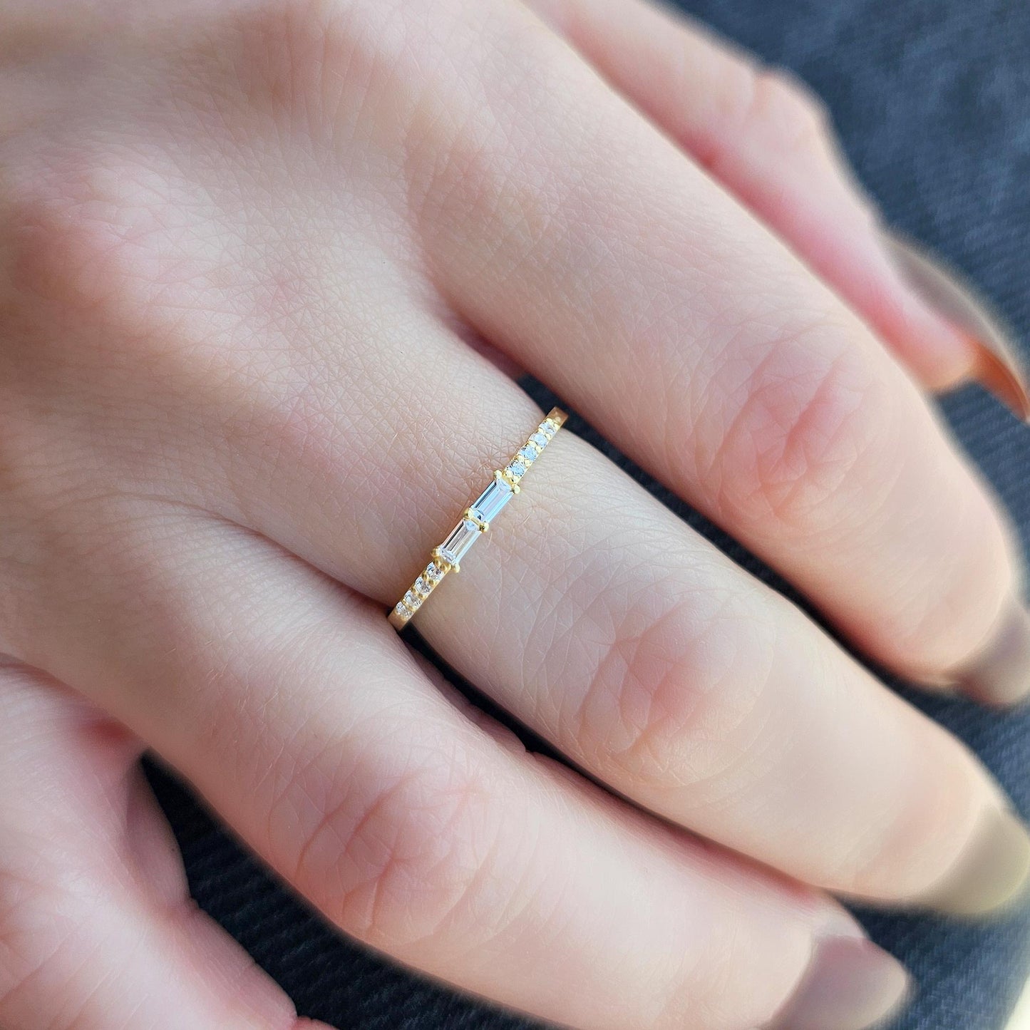 10K Gold Baguette CZ Ring - 2S16DIA