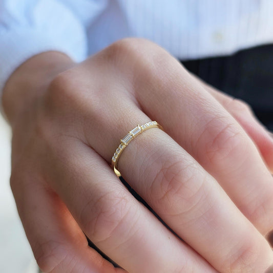 10K Gold Baguette CZ Ring - 2S16DIA