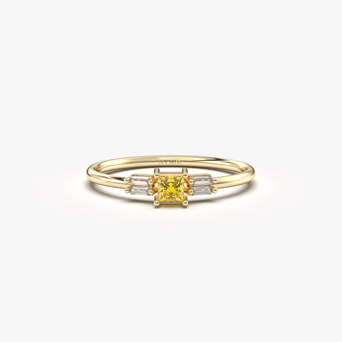 14K Gold Citrine Baguette CZ Ring - 2S162CIT