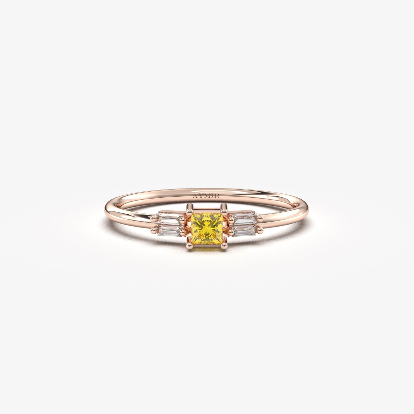 14K Gold Citrine Baguette CZ Ring - 2S162CIT