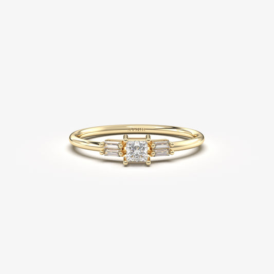10K Gold Princess and Baguette CZ Ring - 2S162DIA