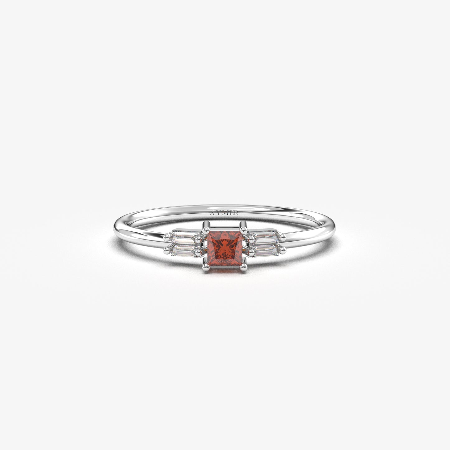 14K Gold Garnet Baguette CZ Ring - 2S162GAR