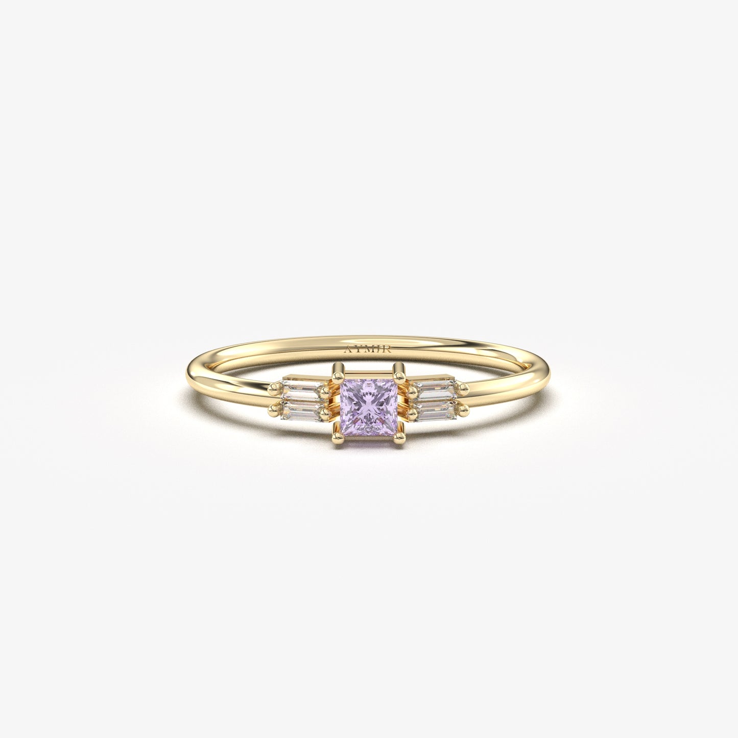 14K Gold Lavender Baguette CZ Ring - 2S162LAV