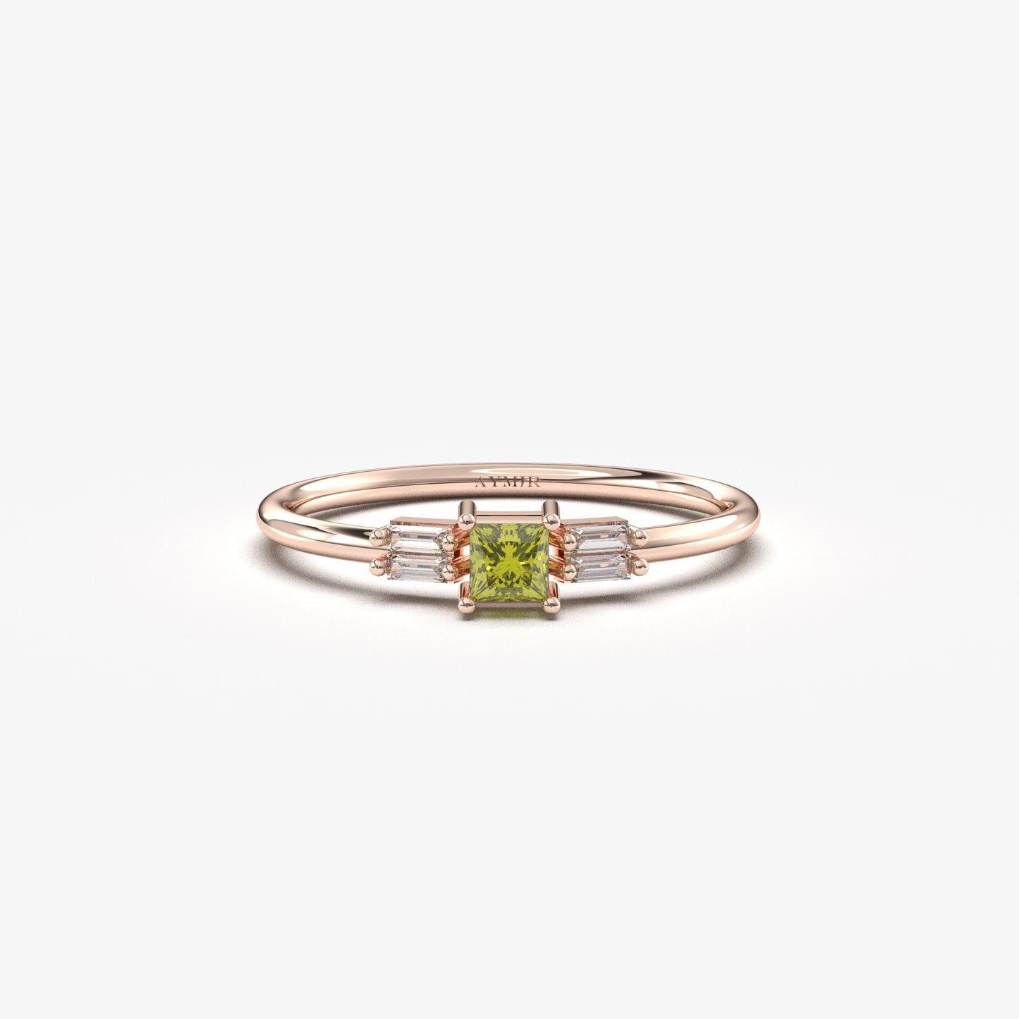18K Gold Peridot Baguette Cz Ring - 2S162PER