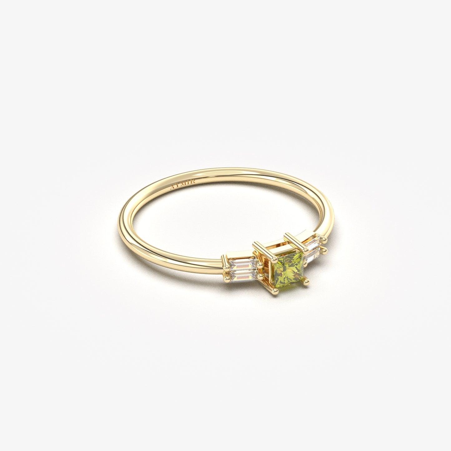 18K Gold Peridot Baguette Cz Ring - 2S162PER