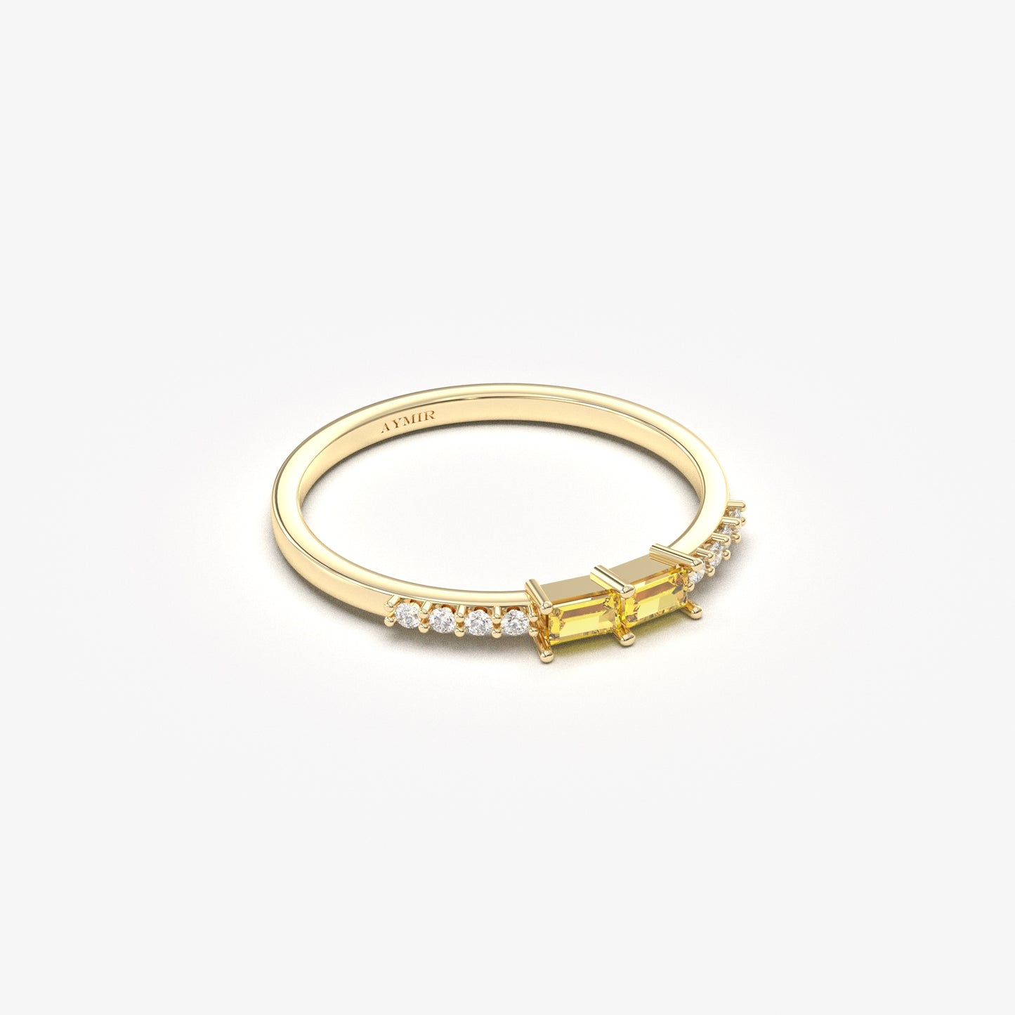 Anillo de oro de 18 quilates con citrino y circonitas talla baguette - 2S16CIT
