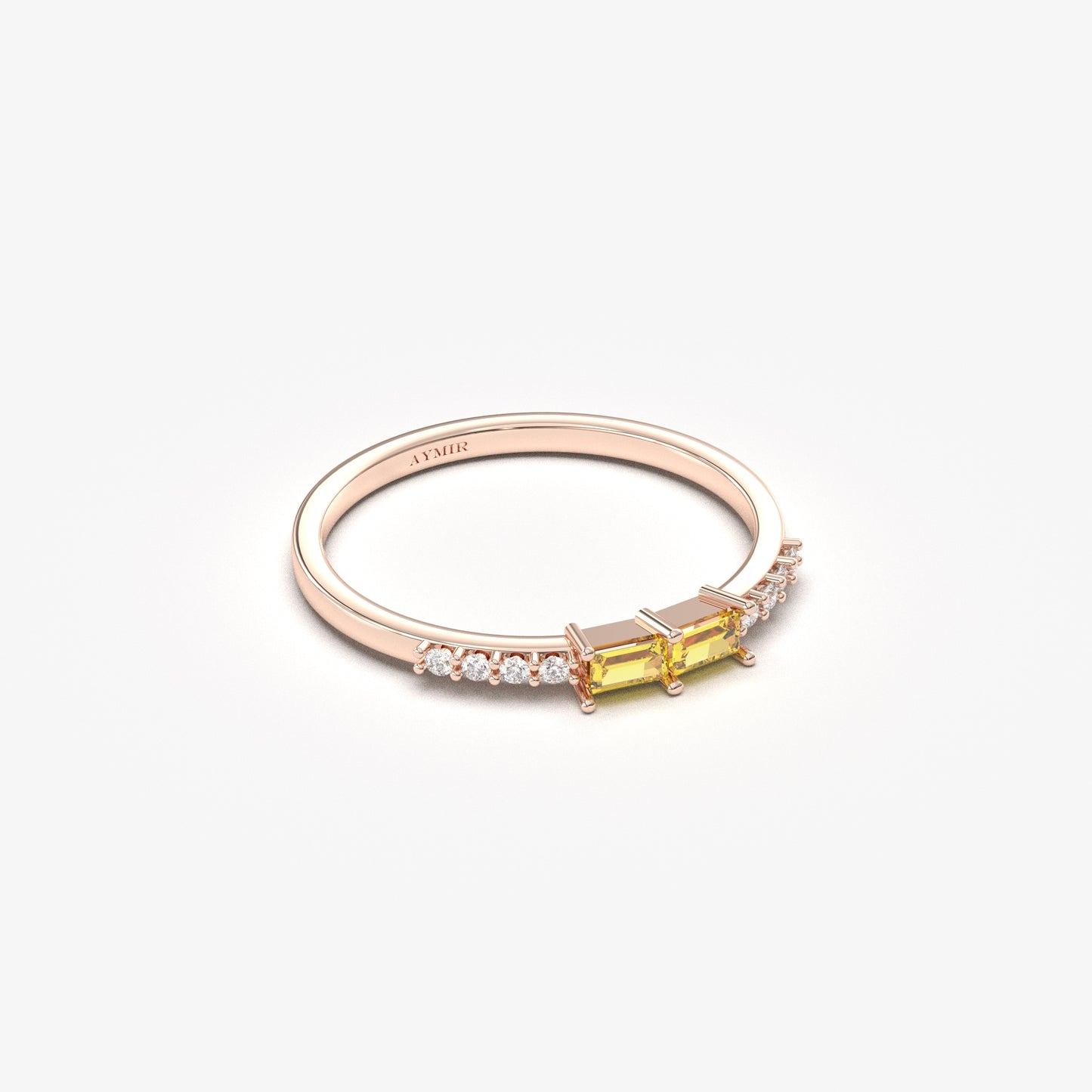 Anillo de oro de 18 quilates con citrino y circonitas talla baguette - 2S16CIT