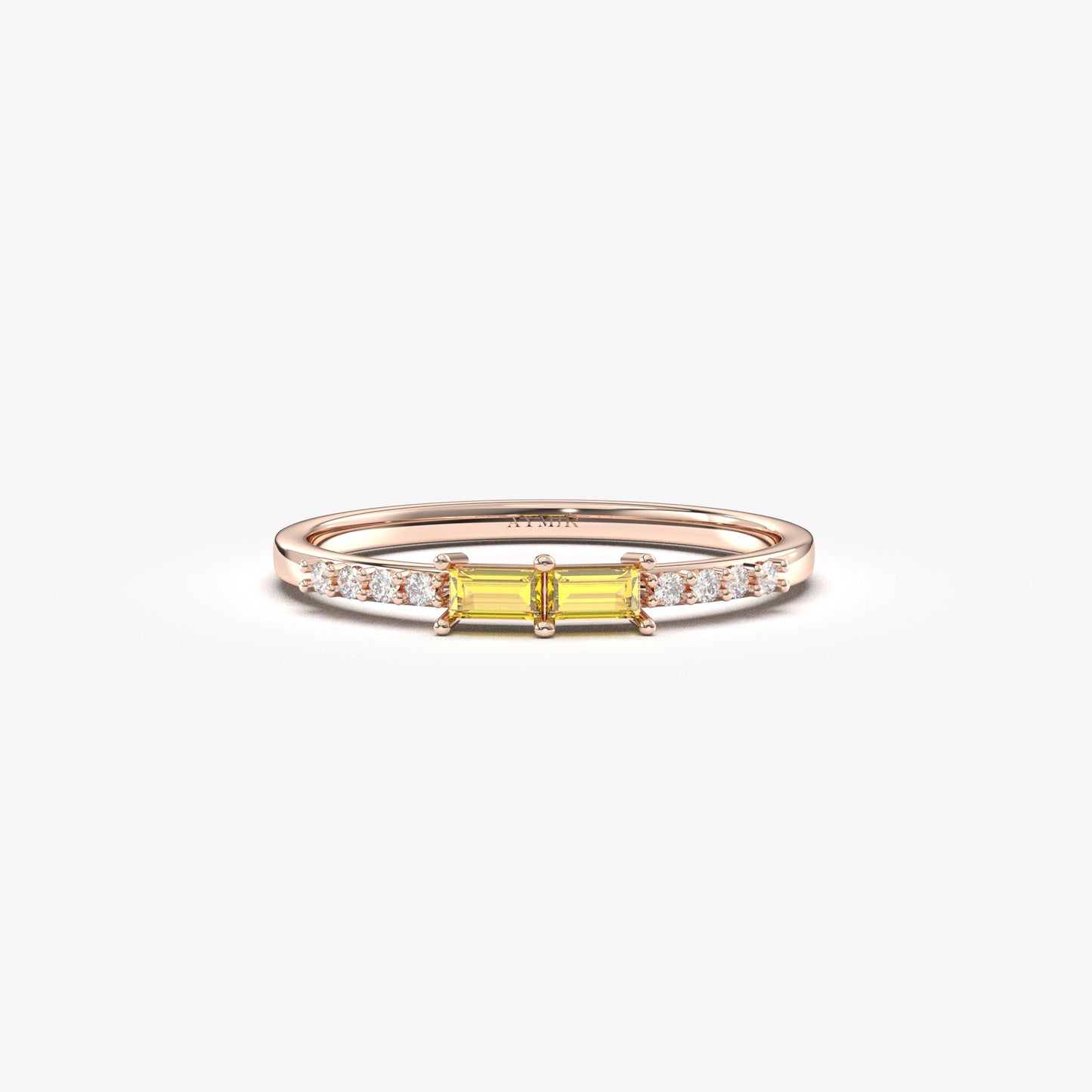 Anillo de oro de 18 quilates con citrino y circonitas talla baguette - 2S16CIT
