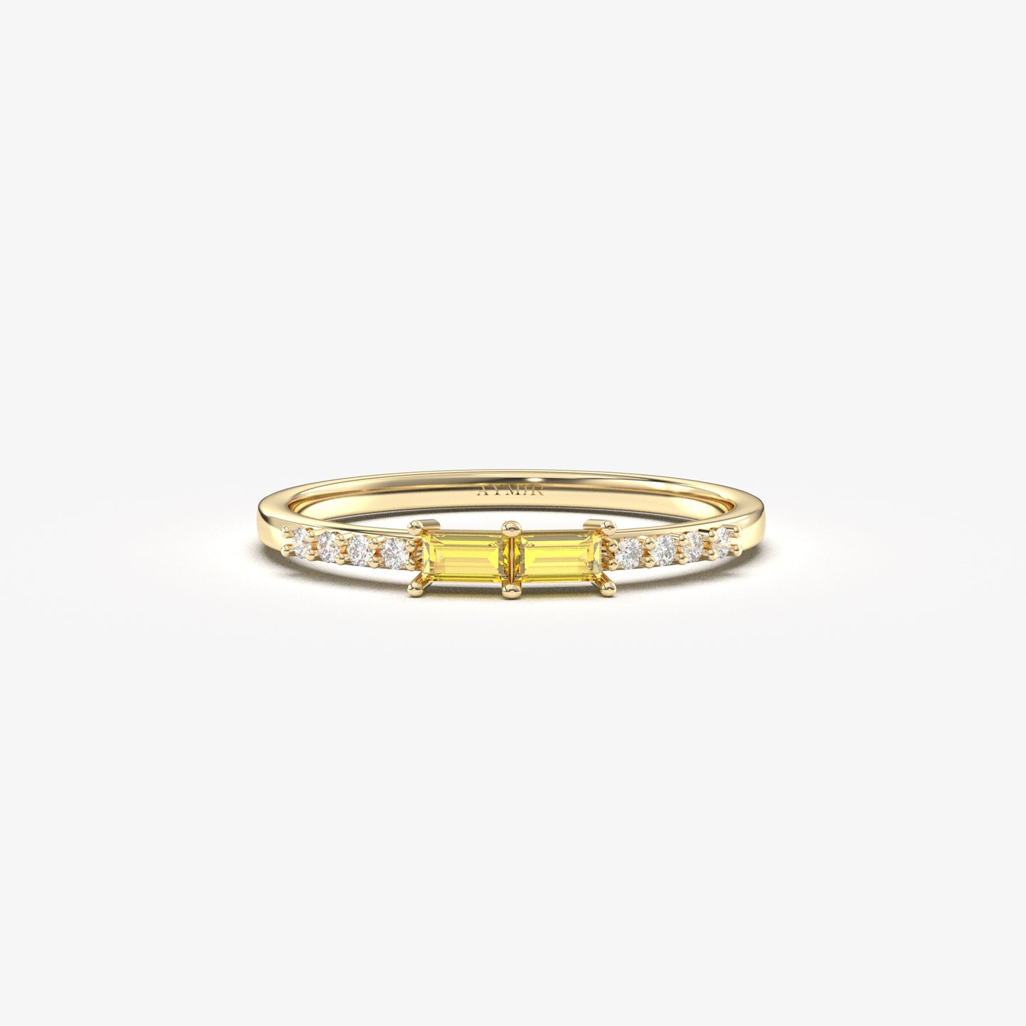 Anillo de oro de 18 quilates con citrino y circonitas talla baguette - 2S16CIT
