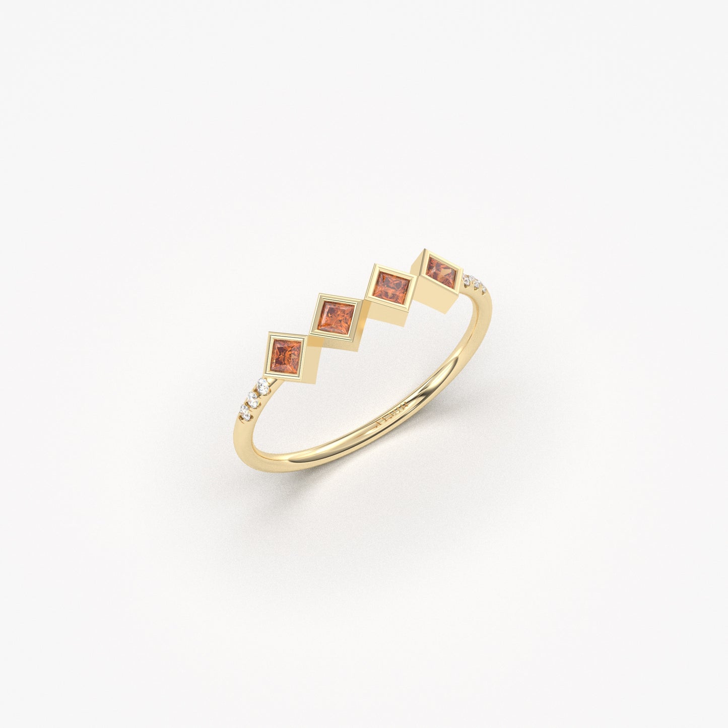 14K Gold Square Cut Garnet Ring - 2S170GAR
