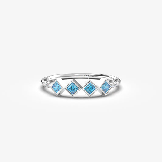 18K Gold Minimalist Sky Blue Topaz Ring - 2S170SKY