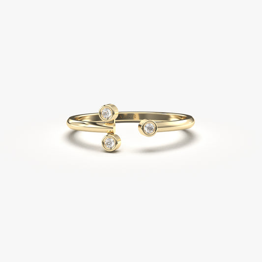 10K Gold 3 Stone Open Ring - 2S206DIA