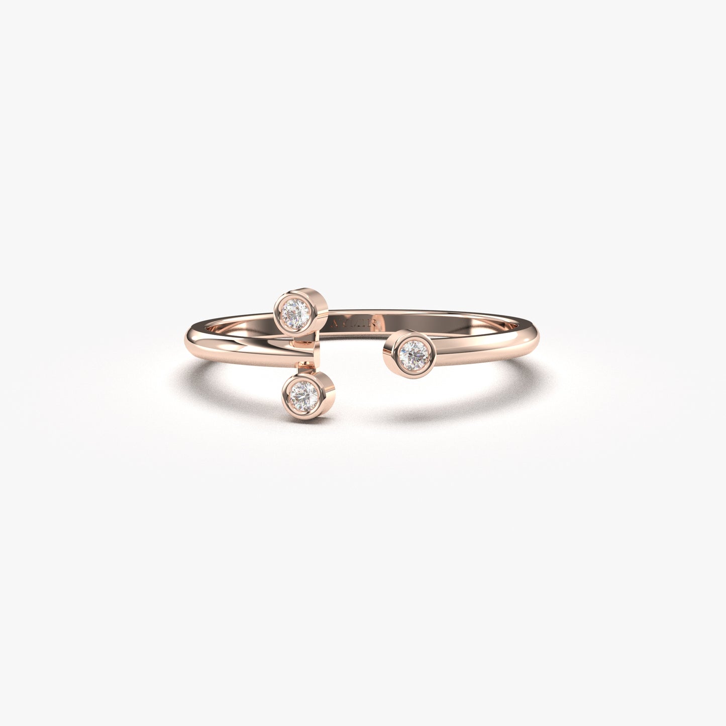 10K Gold 3 Stone Open Ring - 2S206DIA