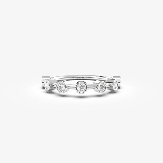 14K Gold 7 Stone Bezel Setting Diamond Ring - 2S20DIA