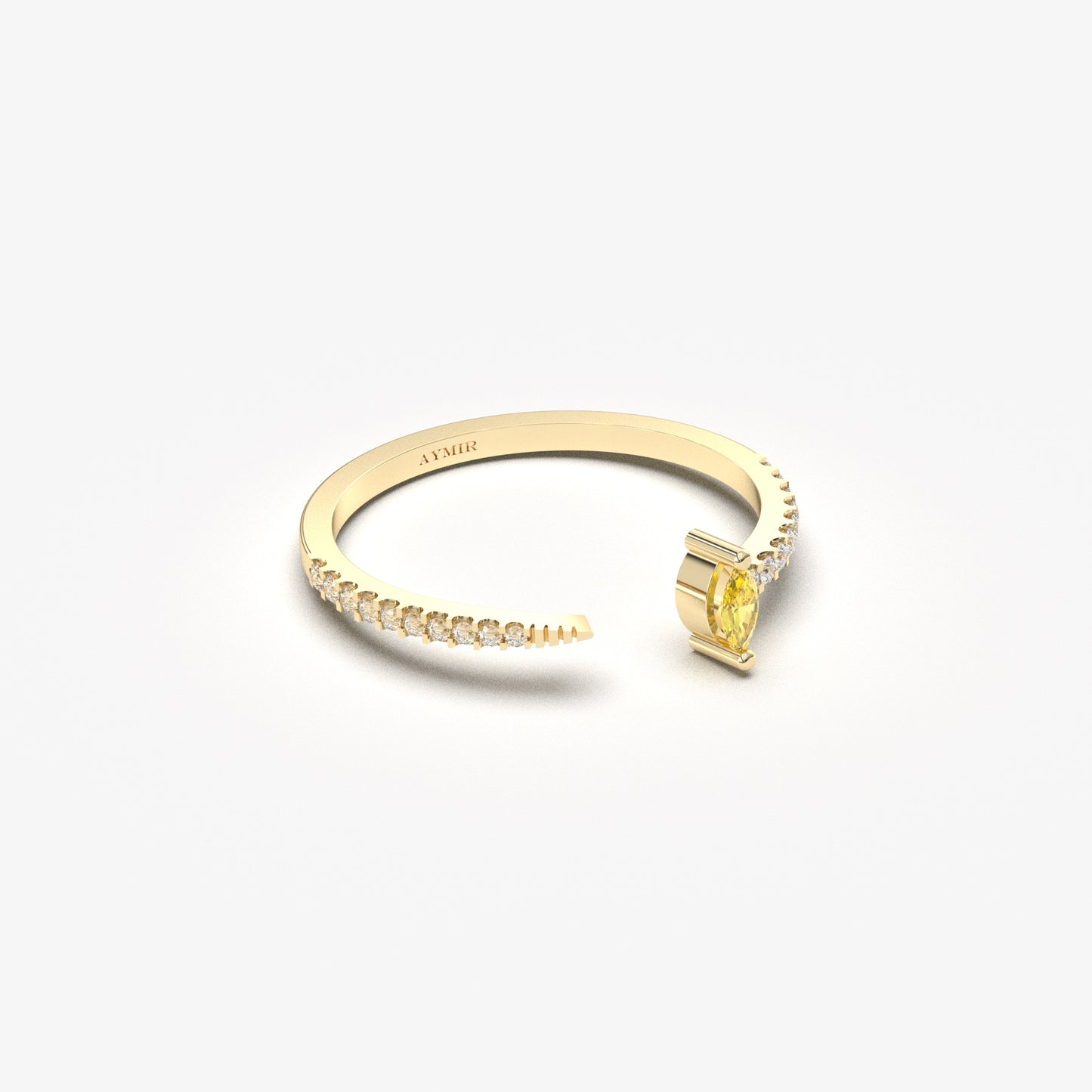 18K Gold Marquise Cut Citrine and Cz Ring - 2S232CIT
