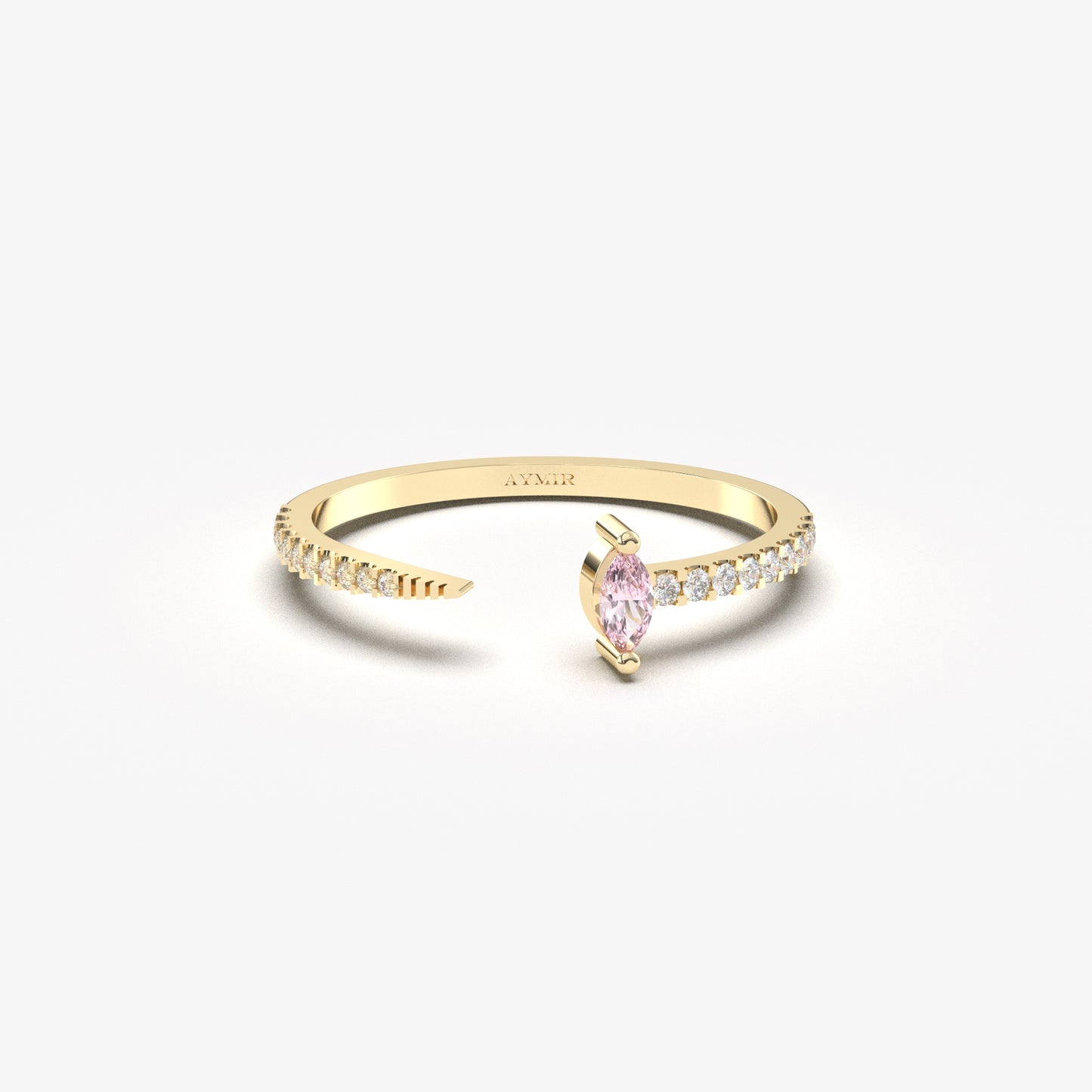 18K Gold Marquise Cut Pink and Cz Ring - 2S232PNK