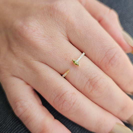 18K Gold Marquise Cut Peridot and Diamond Ring - 2S232PER