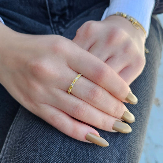 18K Gold Baguette Cut Citrine and Cz Ring - 2S233CIT