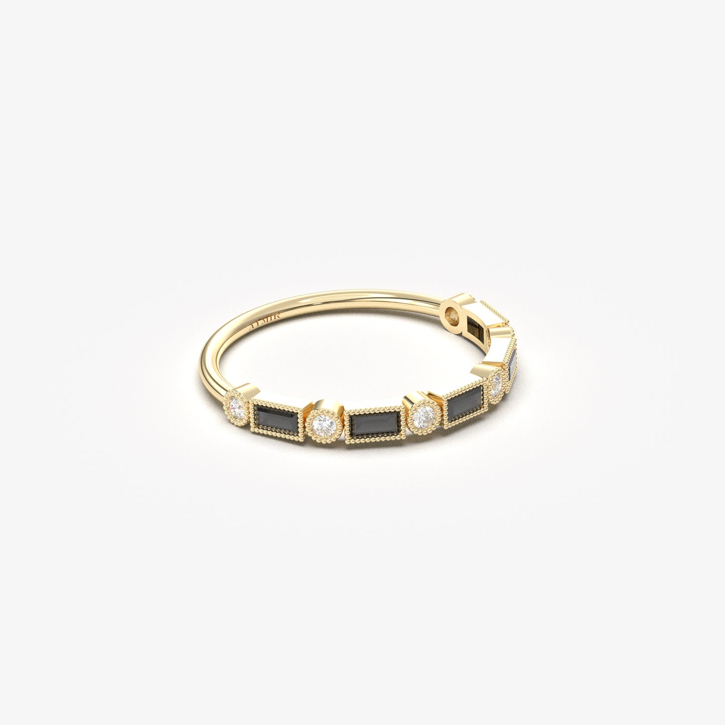 10K Gold Baguette Cut Black Onyx and Diamond Ring - 2S233BLK